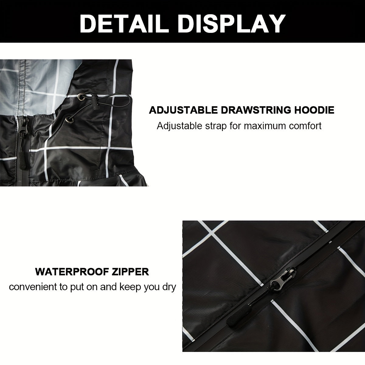 Modieuze regenponcho voor dames met capuchon en geometrisch patroon afbeelding 7