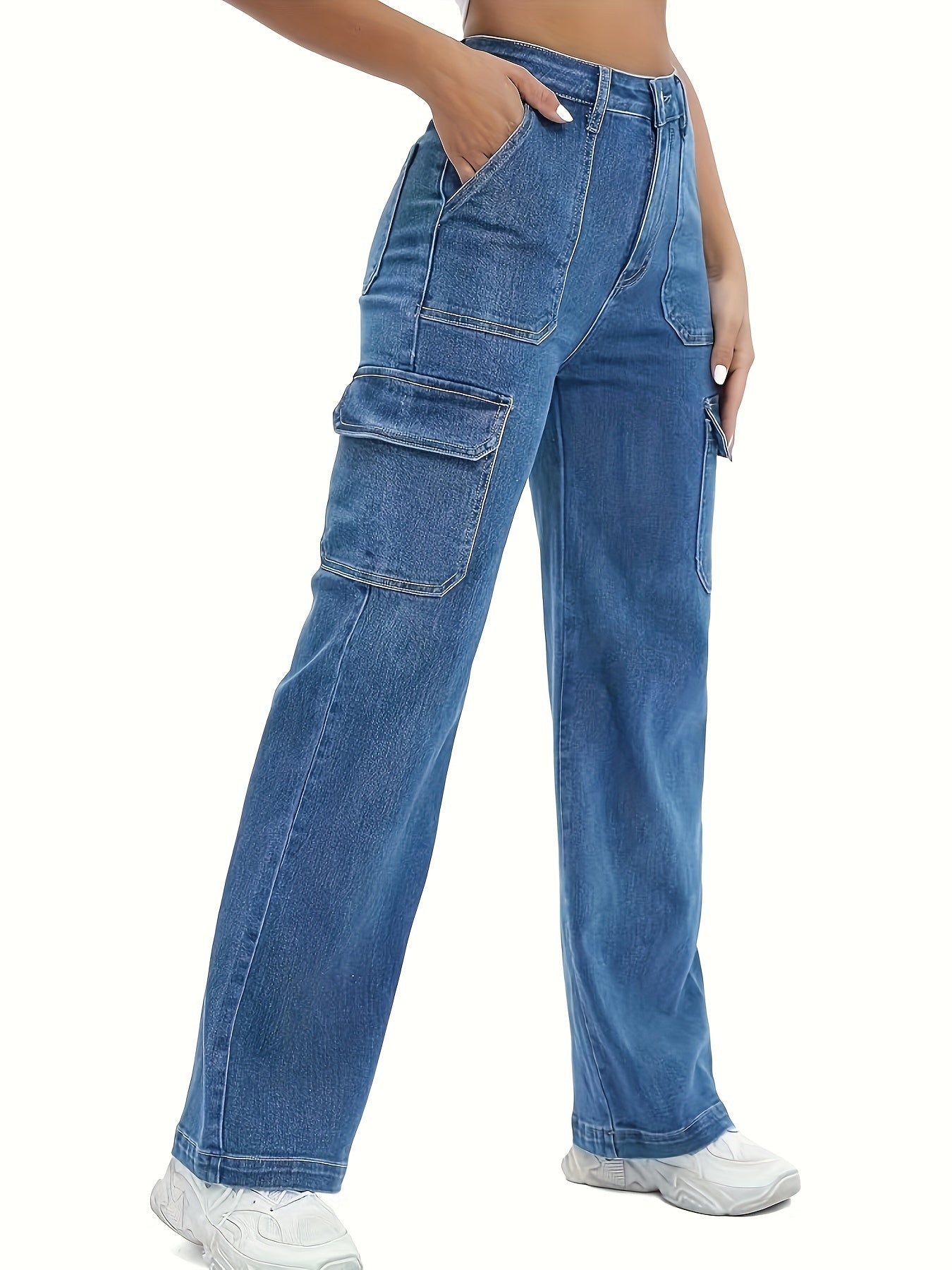 Stoere Dames Cargo Stretch Jeans | Comfort en Stijl | Voor elk Seizoen afbeelding 2