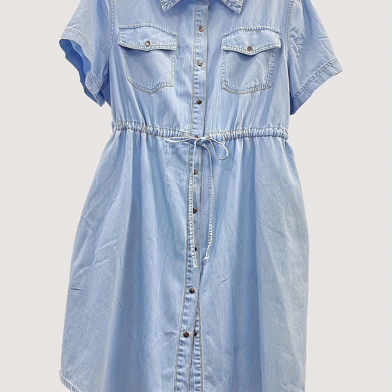 Trekkoord midi-jurk in tijdloos denim - stijlvol én comfortabel! afbeelding 6