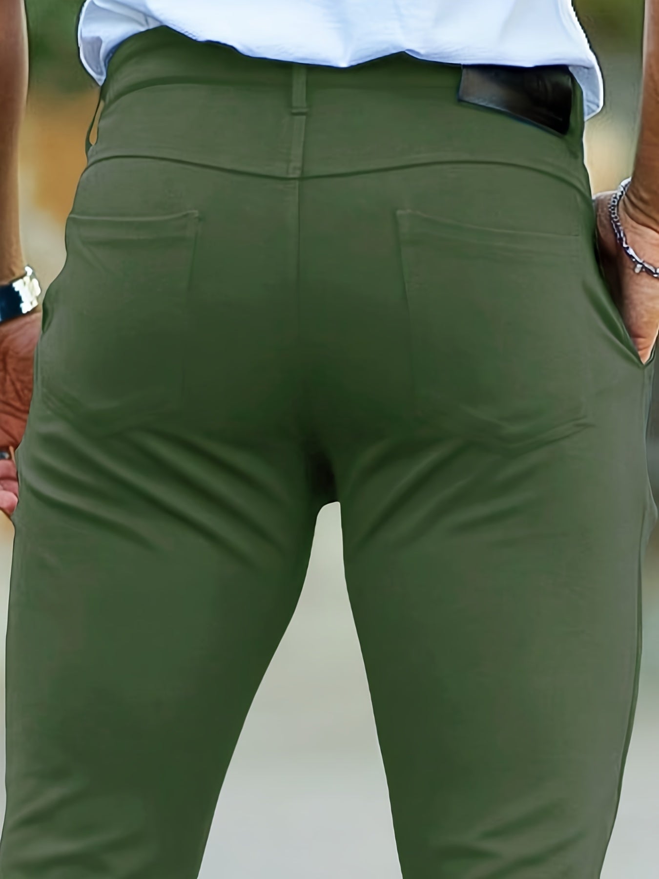 Casual skinny fit chino met medium stretch en effen kleur