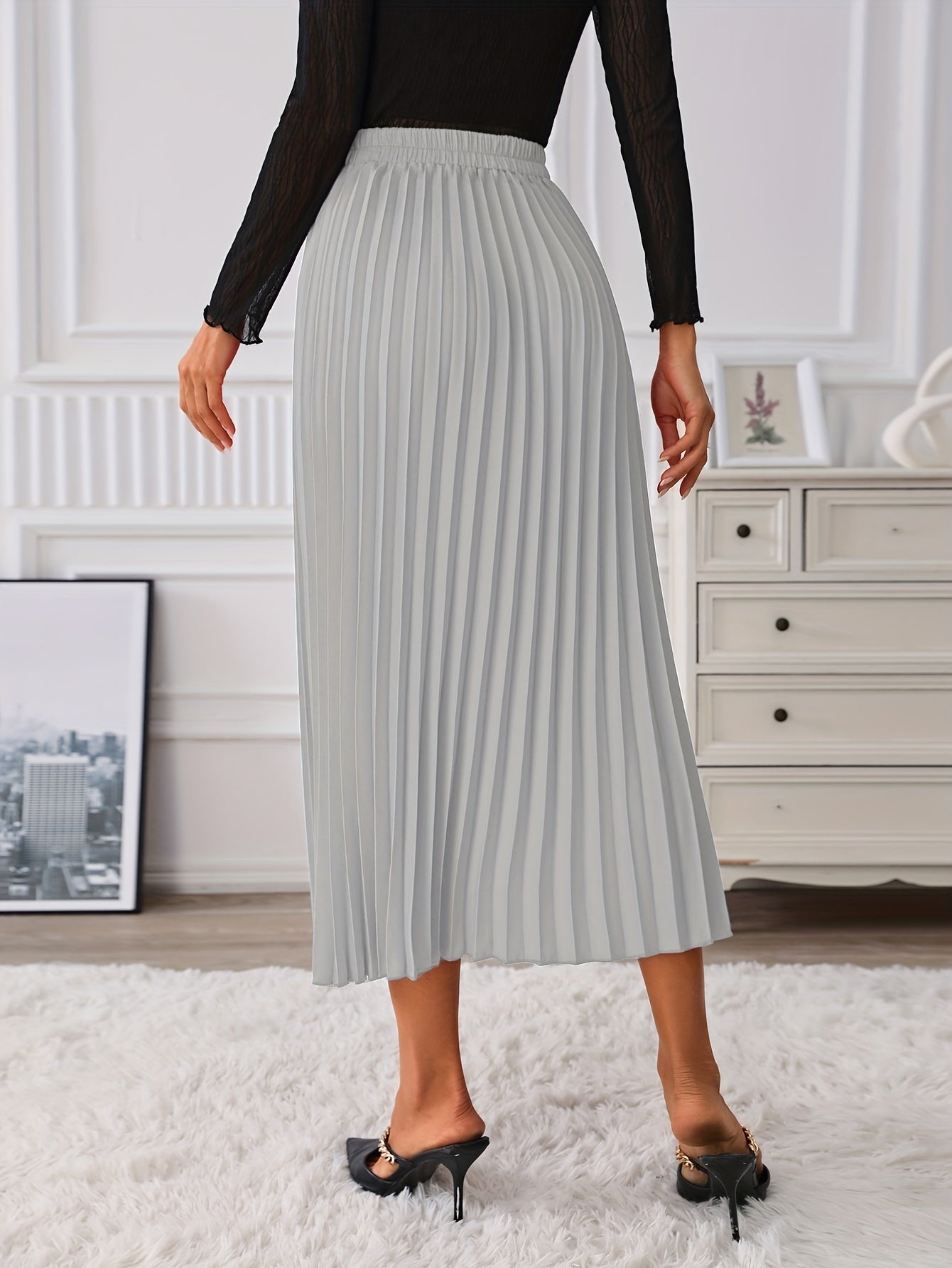Hoge Taille Rok met Kettingdetail | Verfijnde zomerstijl | Katoenmix afbeelding 7