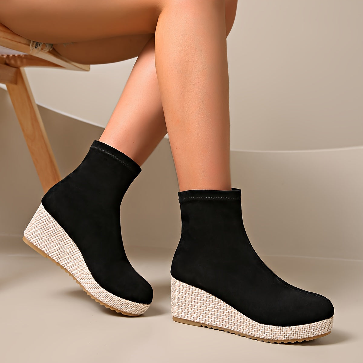 Stijlvolle dames wedge-booties voor elke gelegenheid | Comfort en veelzijdigheid | Slip-on ontwerp | Lage platformhak afbeelding 2