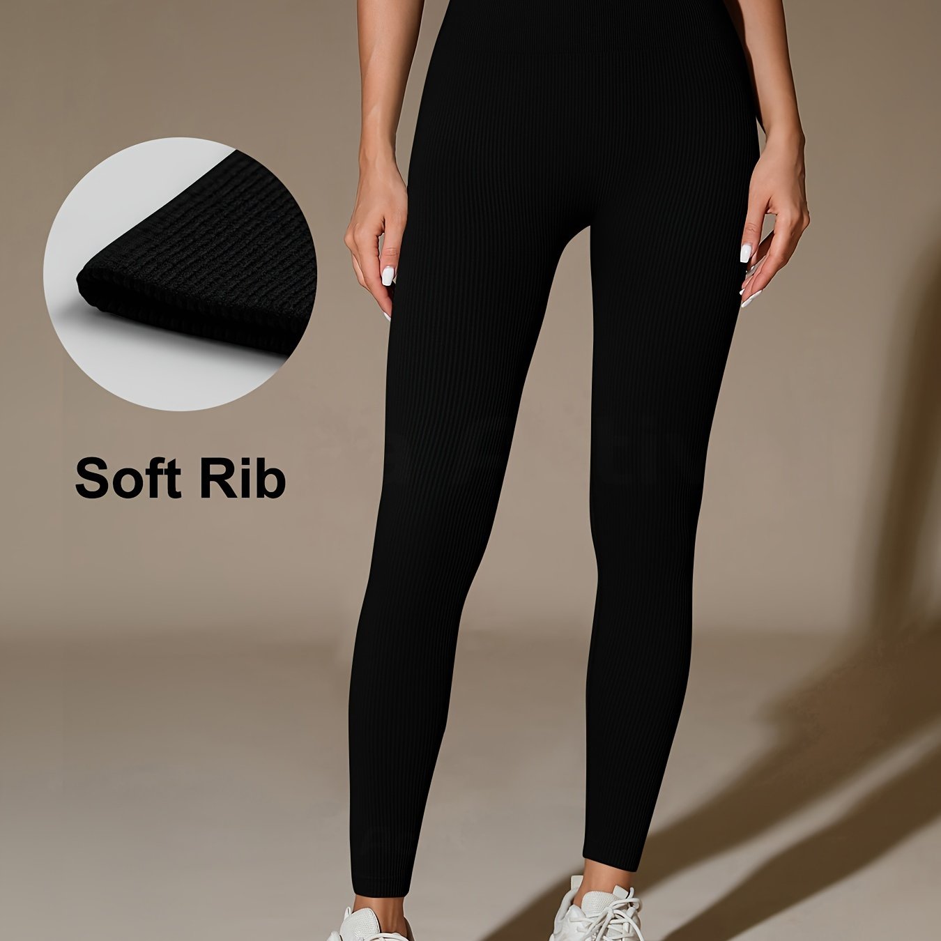 Naadloze hoge taille sportlegging voor ultiem comfort | Geribbelde buikcontrole | Ideaal voor diverse activiteiten en seizoenen | Shop nu! afbeelding 15