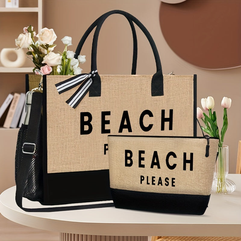 Luxe Strandsets: 2 Tassen met Etui voor Zomerse Dagen afbeelding 2