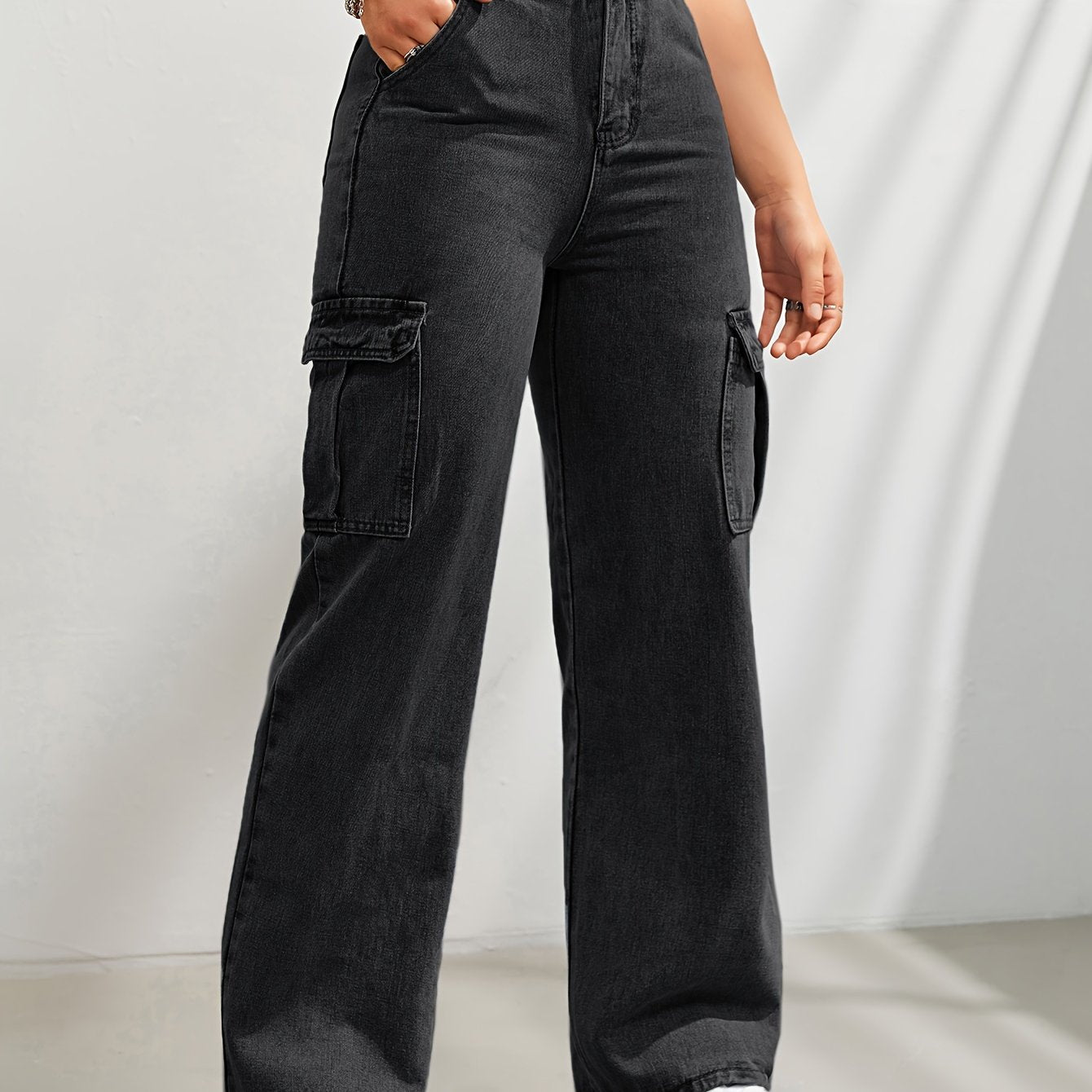 Stijlvolle en comfortabele denim cargobroek met wijde pijpen - Ideaal voor elke dag afbeelding 12