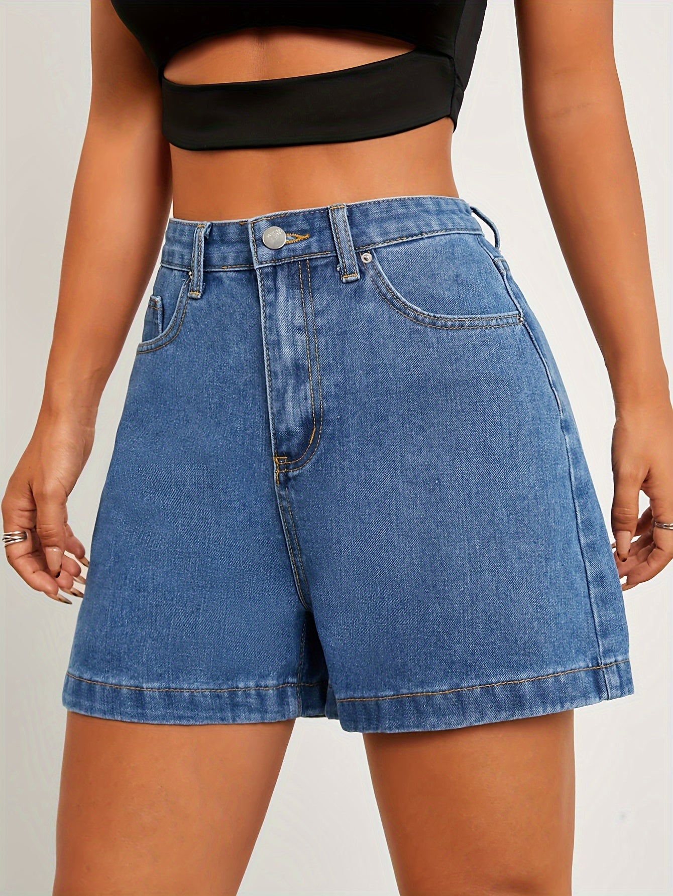 Hoge Taille Denim Shorts van Kwaliteitsmateriaal voor Zomer - Shop Nu! afbeelding 5