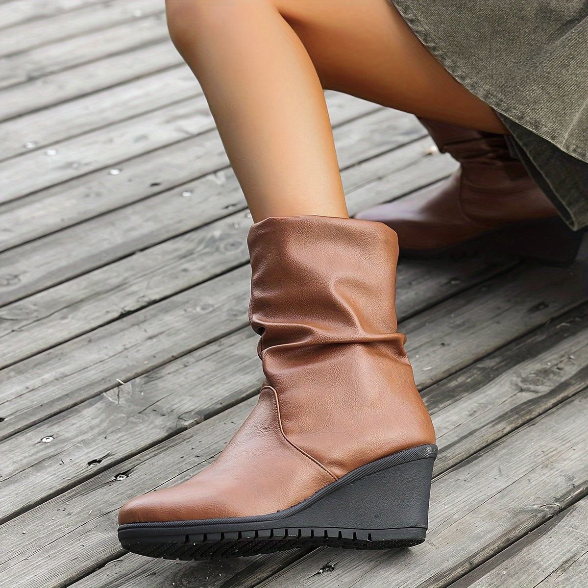 Stijlvolle retro enkellaarzen met sleehak en antislipzool voor dames - Luxe design, ultiem comfort! afbeelding 2