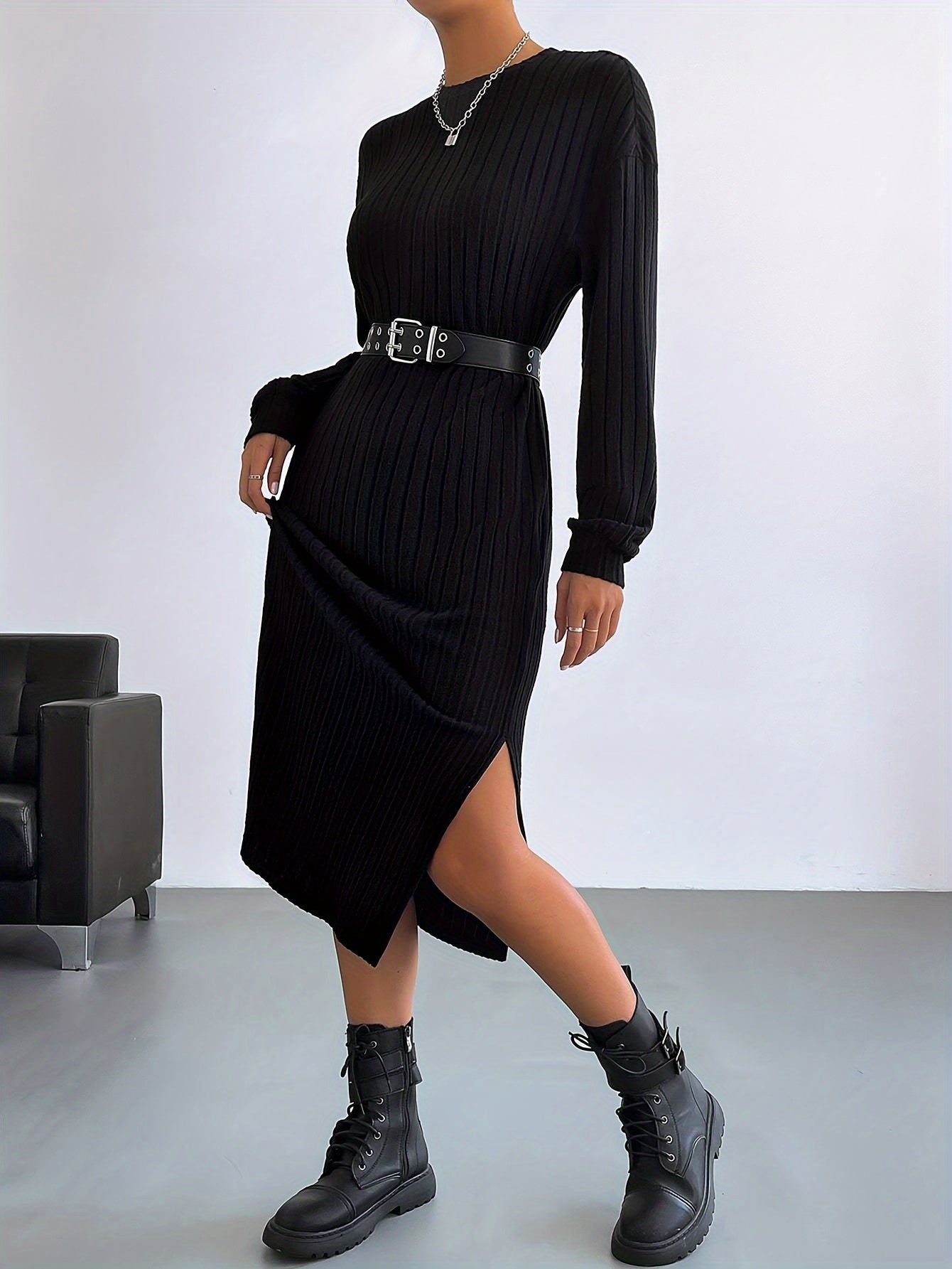 Elegante t-shirt jurk van premium katoenmix met stretch | Stijlvol en tijdloos ontwerp | Perfect voor alle seizoenen afbeelding 5