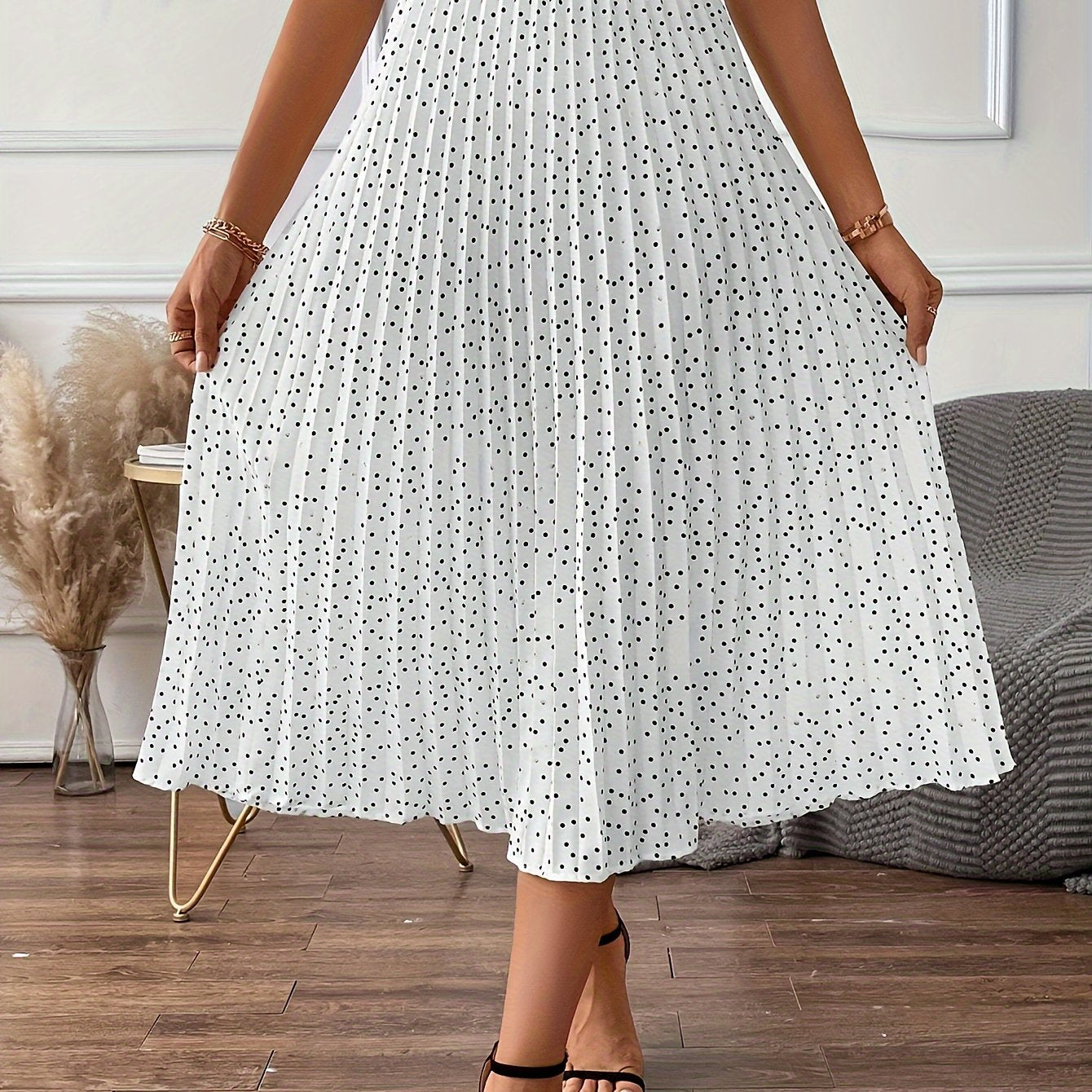 Modieuze geplooide midi-rok van luxe katoenmix | Stijlvol en speels design met polkadots | Perfect voor alle seizoenen afbeelding 6
