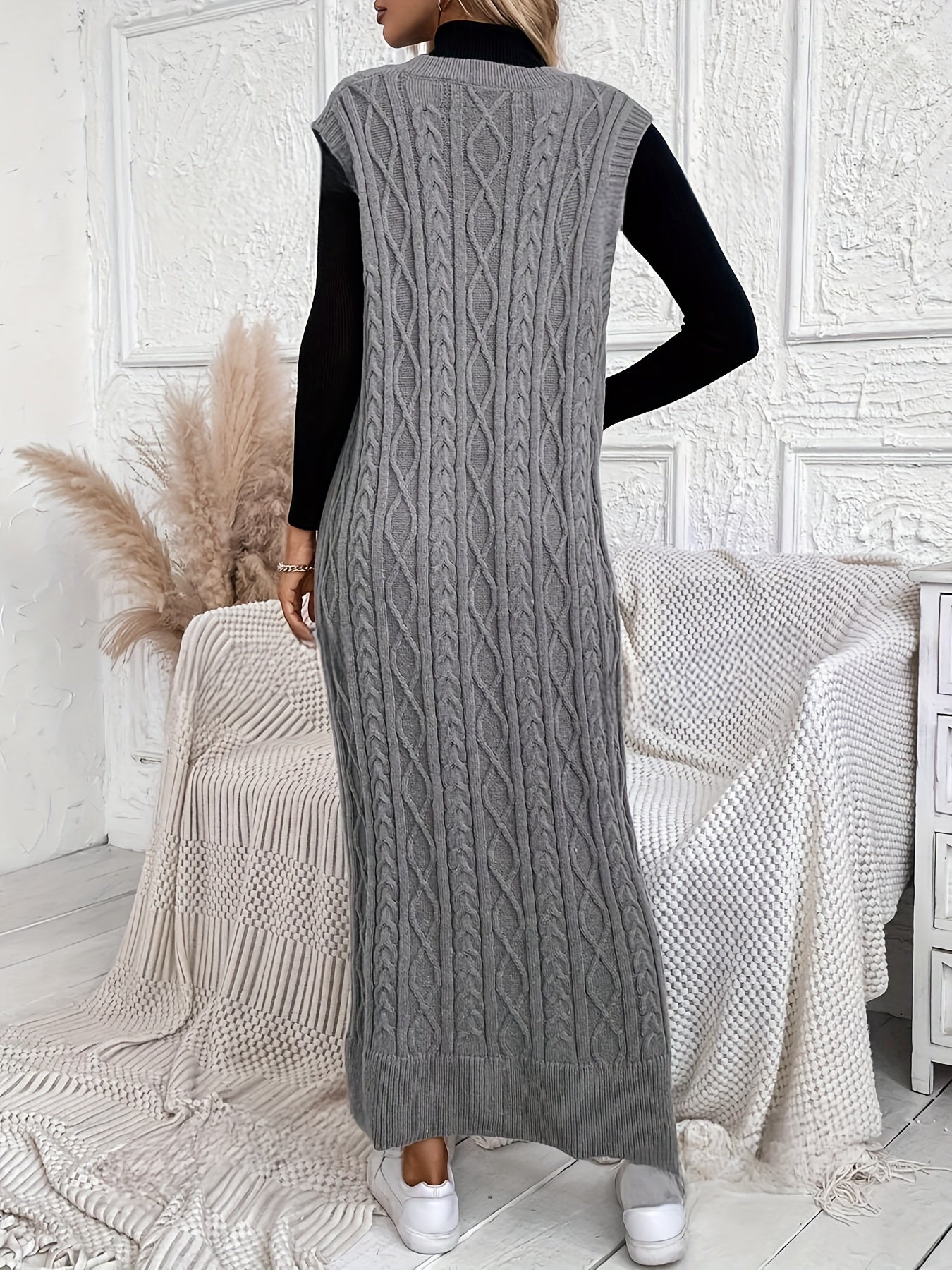 "Luxe Gebreide Maxi-jurk met V-hals - Elegant en Comfortabel | Perfect voor Zomer" afbeelding 5