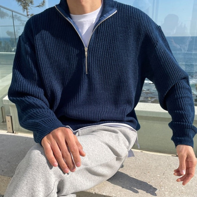 Stijlvolle en veelzijdige half-zip pullover voor heren - Perfect voor elk seizoen! Ontdek de zachte en luxe katoenmix, ideaal voor casual en formele gelegenheden. afbeelding 4