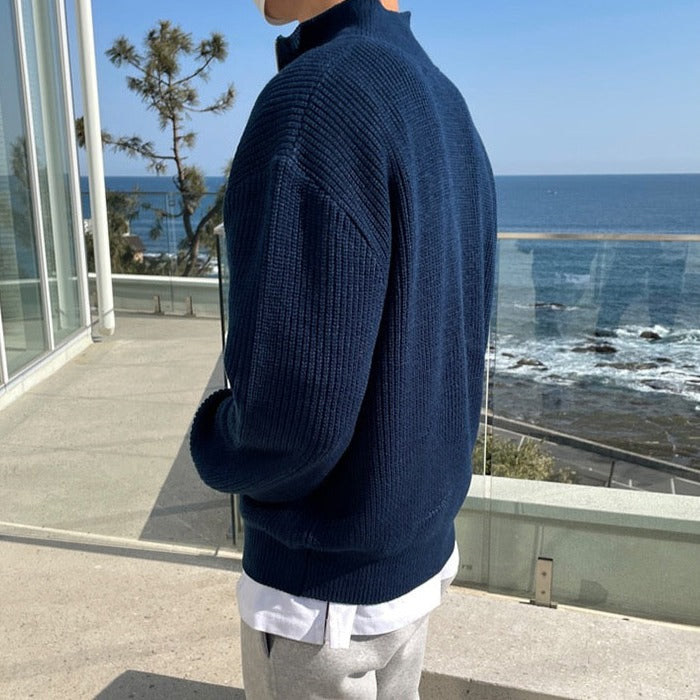 Stijlvolle en veelzijdige half-zip pullover voor heren - Perfect voor elk seizoen! Ontdek de zachte en luxe katoenmix, ideaal voor casual en formele gelegenheden. afbeelding 3