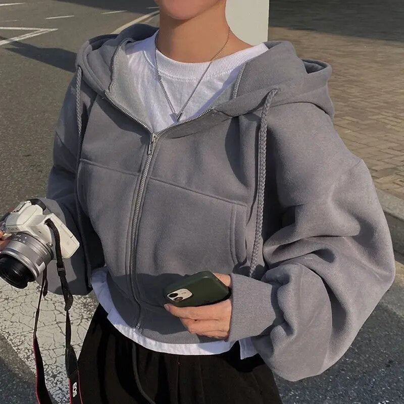 Julia | Oversized cropped hooded vest Farromode afbeelding 4