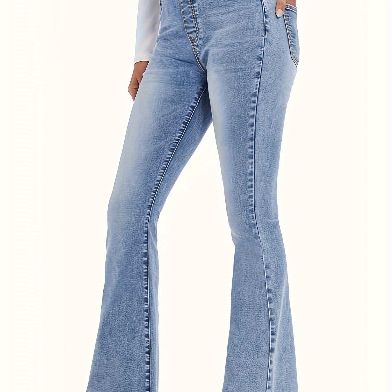 Vintage Stijl Damesbroek: Elastische Taille & Uitlopende Pijpen | Hoogwaardig Denim | Perfect voor Lente en Herfst afbeelding 6