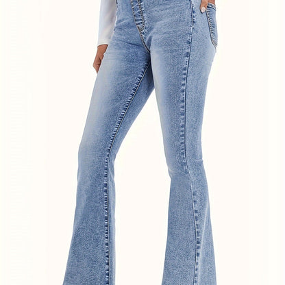 Vintage Stijl Damesbroek: Elastische Taille & Uitlopende Pijpen | Hoogwaardig Denim | Perfect voor Lente en Herfst afbeelding 6