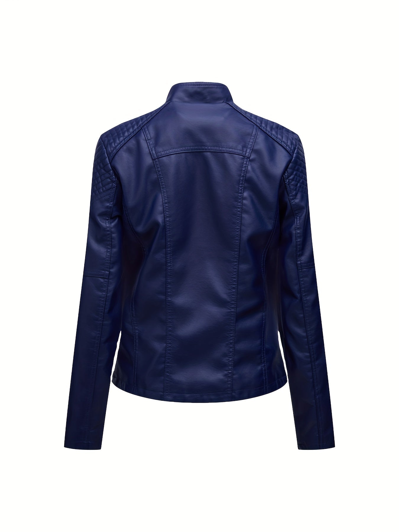 Stoer en stijlvol: Faux leren bikerjack met rits en lange mouw - Luxe katoenmix afbeelding 7