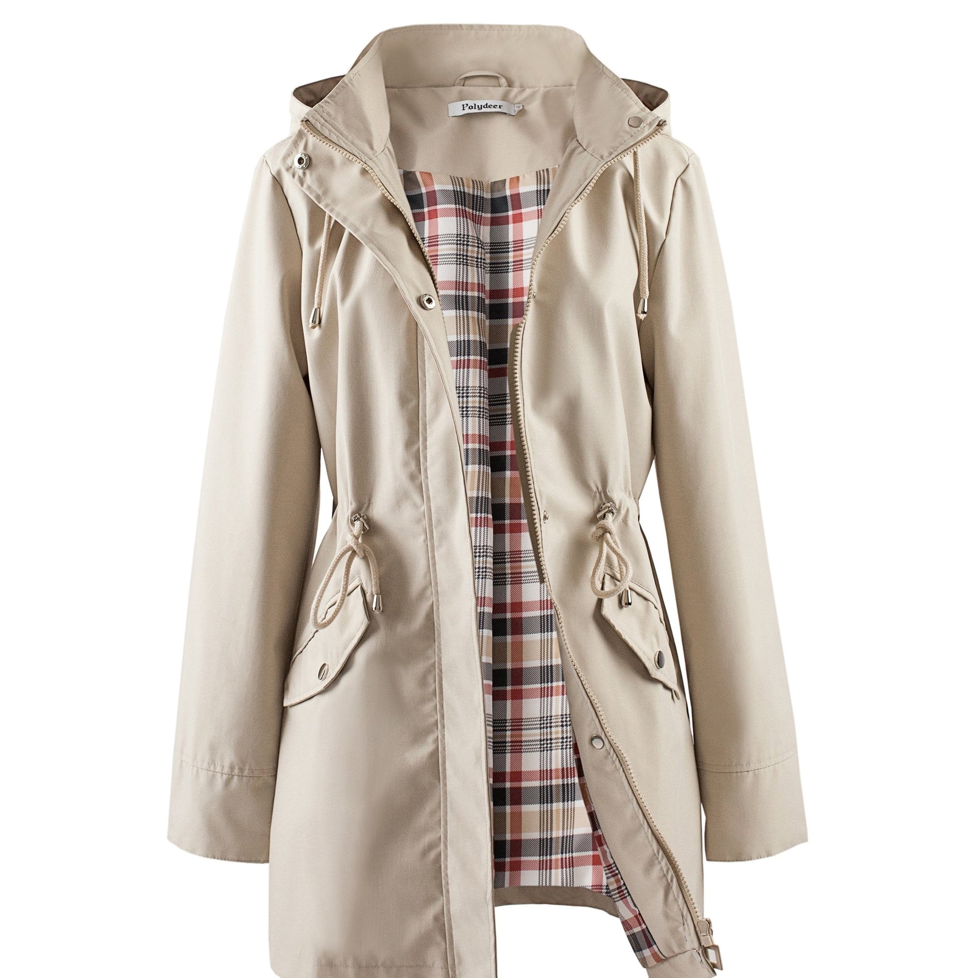Casual jas met trekkoord taille en capuchon afbeelding 13