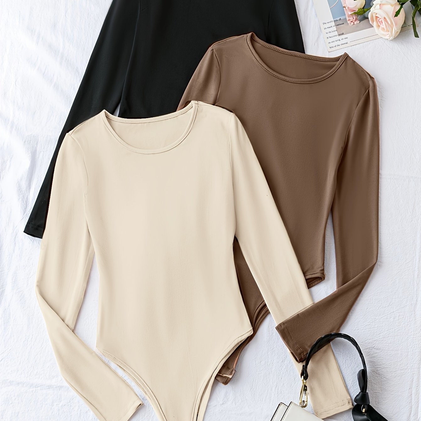 Set van 3 Casual Bodysuits met Lange Mouwen en Ronde Hals – Comfort en Stijl in Eén! Perfect voor Lente en Herfst. Gemaakt van Hoogwaardige Katoenmix. Shop Nu! afbeelding 14