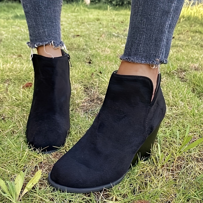 Retro suède enkellaarsjes met sleehak | Stijlvol, comfortabel & trendy | Nu beschikbaar! afbeelding 5