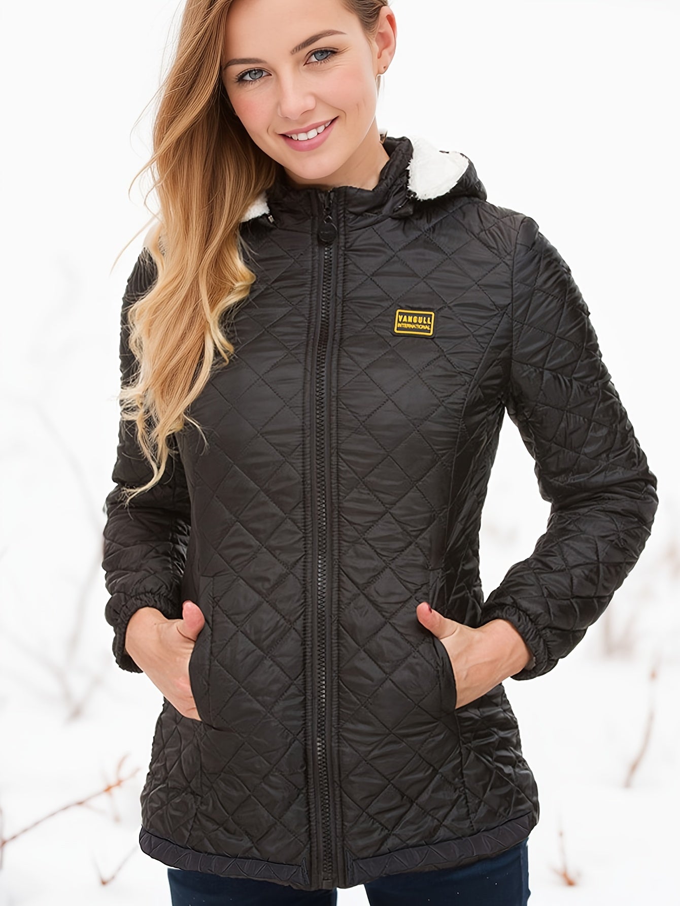 Feline Fleece Gevoerde Rits Quilten Jas - Stijlvol, Warm & Praktisch! Onmisbaar voor de Herfst en Winter afbeelding 4