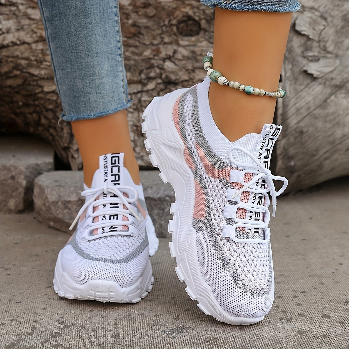 Colorblock gebreide sneakers afbeelding 5