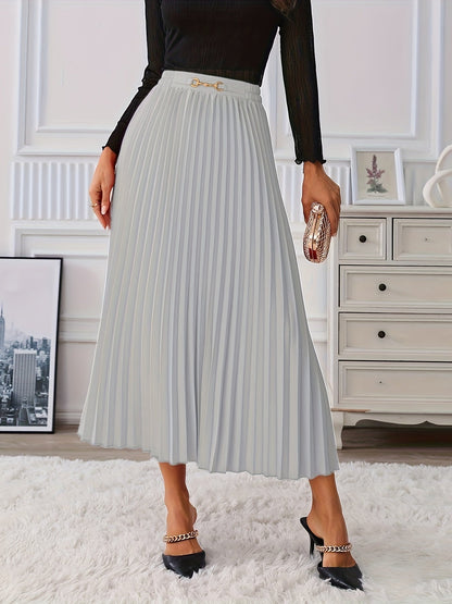 Hoge Taille Rok met Kettingdetail | Verfijnde zomerstijl | Katoenmix afbeelding 3