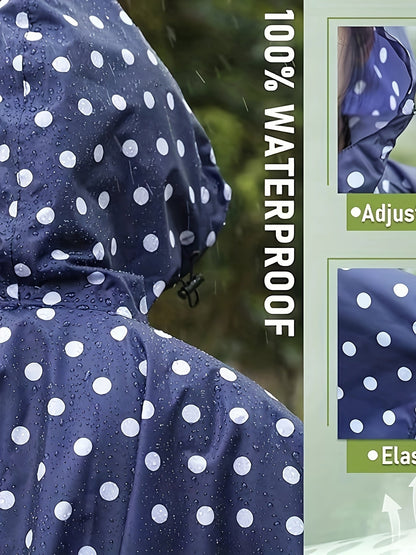 Stijlvolle Regenponcho-Jack: Klassieke Stippenprint van Katoenmix | Lente & Zomer Beschermd Tegen Regen | Lichtgewicht & Ademend met Ritssluiting afbeelding 4