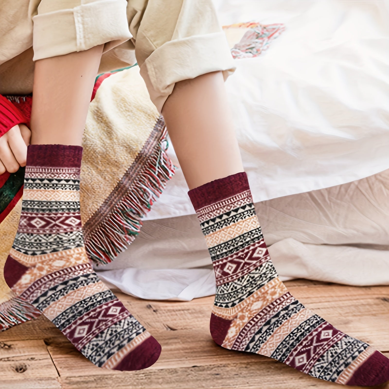 Koop nu: Set van 5 dikke dames sokken voor het ultieme comfort in stijl afbeelding 7
