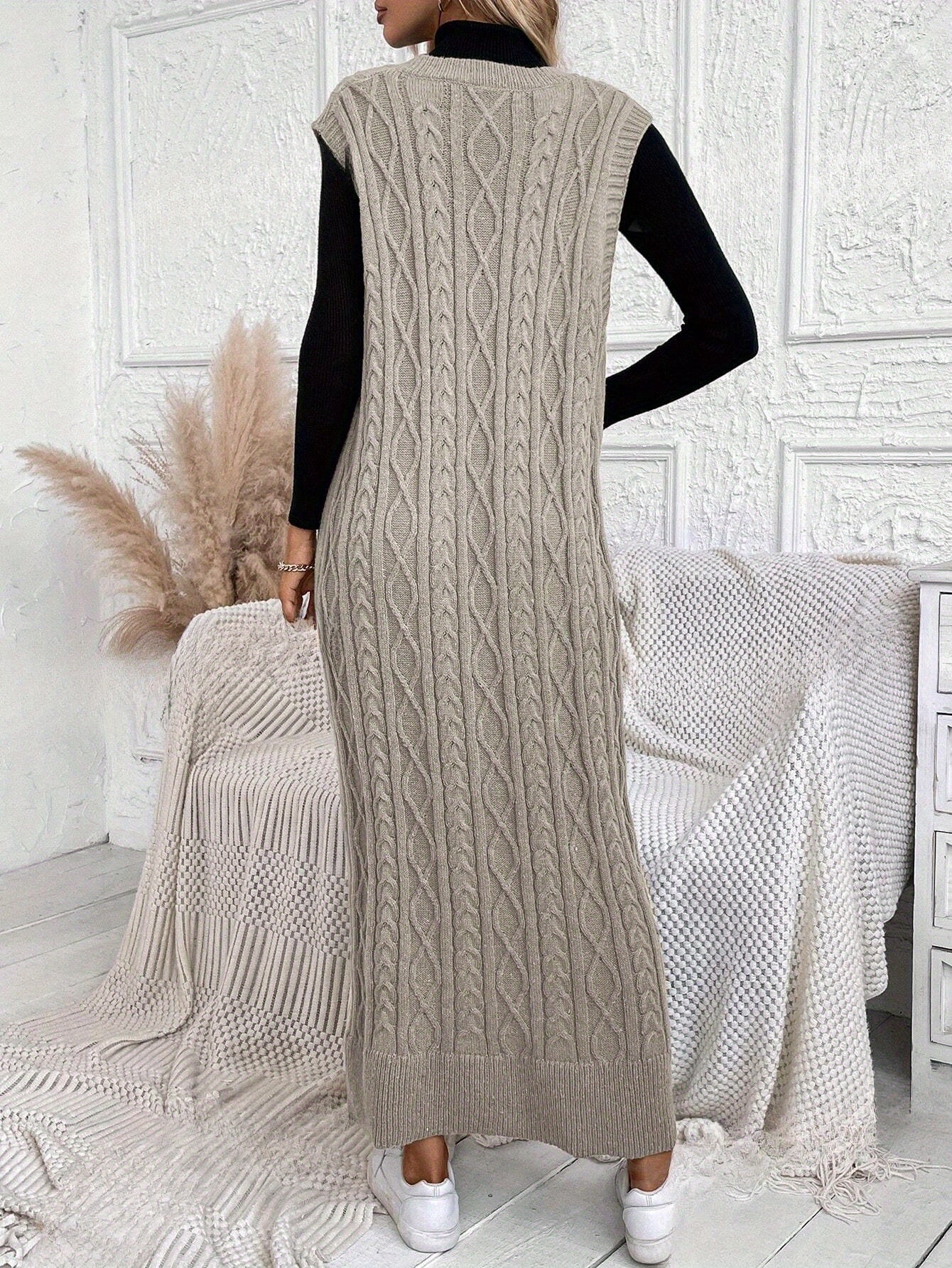 "Luxe Gebreide Maxi-jurk met V-hals - Elegant en Comfortabel | Perfect voor Zomer" afbeelding 7