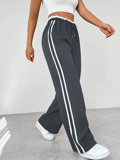 Trendy Sportieve Wide-Leg Broek - Stijlvol en Comfortabel