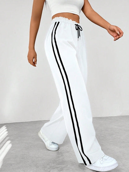 Trendy Sportieve Wide-Leg Broek - Stijlvol en Comfortabel
