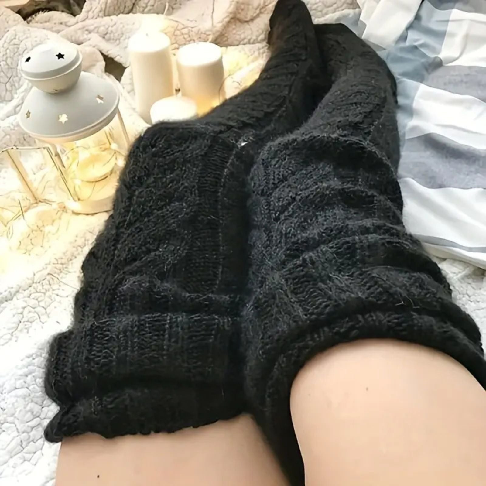 Effen Kleur Kabelbrei Sokken - Warm & Stijlvol voor de Winter! Ontdek de 100% Acryl Collectie afbeelding 4