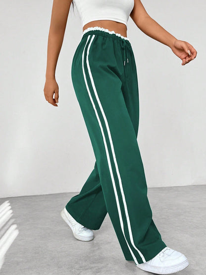 Trendy Sportieve Wide-Leg Broek - Stijlvol en Comfortabel