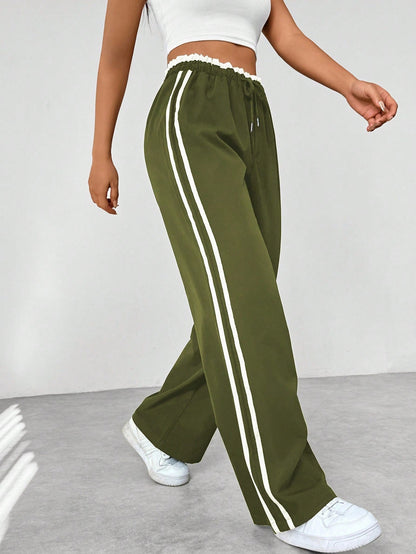 Trendy Sportieve Wide-Leg Broek - Stijlvol en Comfortabel