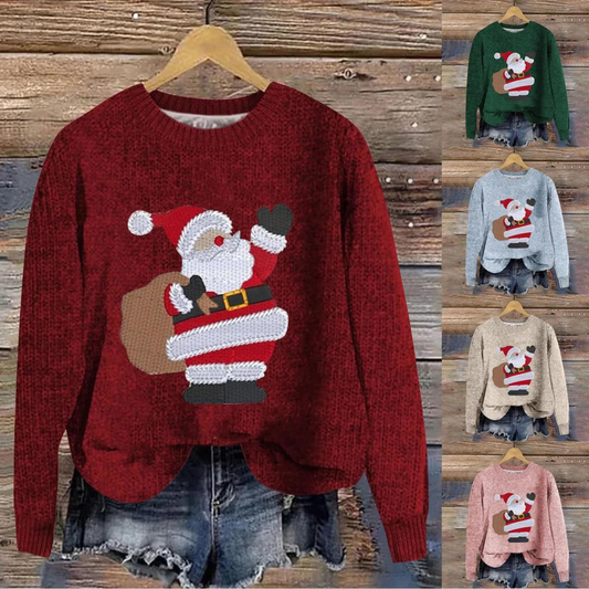Noa | Feestelijke kersttrui met kerstman en cadeautas design