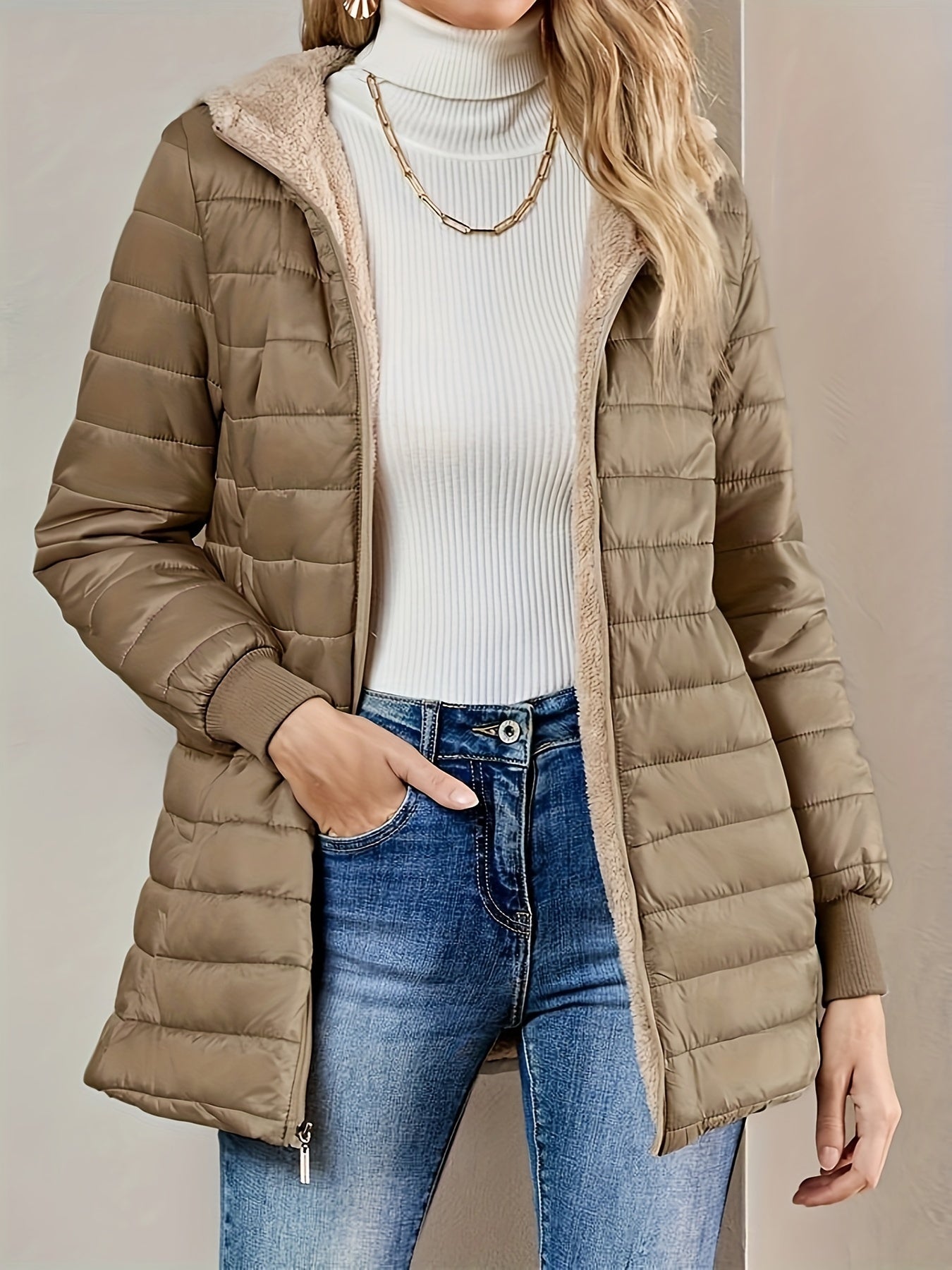 Feline fleece gevoerde jas - stijlvol én warm voor de herfst en winter afbeelding 7
