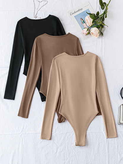 Set van 3 Casual Bodysuits met Lange Mouwen en Ronde Hals – Comfort en Stijl in Eén! Perfect voor Lente en Herfst. Gemaakt van Hoogwaardige Katoenmix. Shop Nu! afbeelding 6