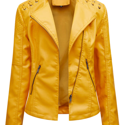 Stijlvolle waterbestendige PU leren ritsjas: perfect voor herfst en winter! Met luxe uitstraling en skinny fit voor een tijdloze look. Shop nu. afbeelding 16