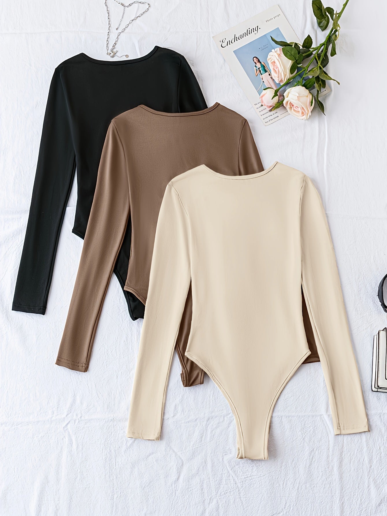 Set van 3 Casual Bodysuits met Lange Mouwen en Ronde Hals – Comfort en Stijl in Eén! Perfect voor Lente en Herfst. Gemaakt van Hoogwaardige Katoenmix. Shop Nu! afbeelding 7
