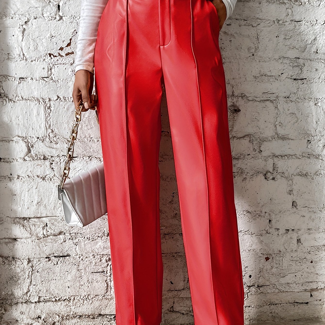 Stijlvolle hoge taille broek van katoenmix met luxe details | Perfect voor herfst en winter | Shop nu! afbeelding 13
