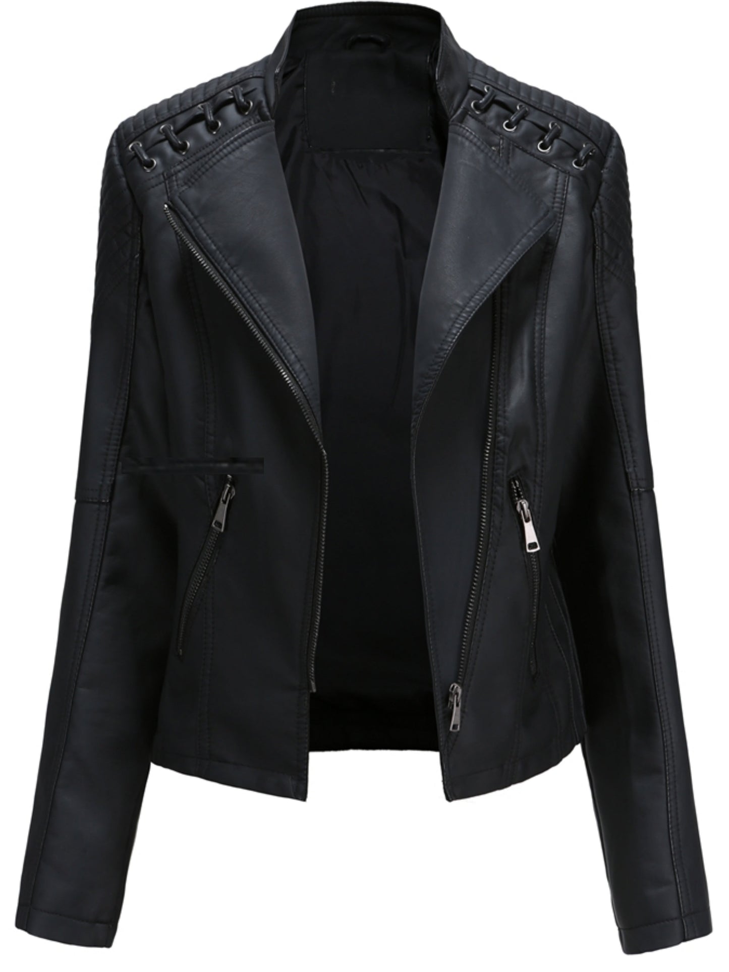 Stijlvolle waterbestendige PU leren ritsjas: perfect voor herfst en winter! Met luxe uitstraling en skinny fit voor een tijdloze look. Shop nu. afbeelding 3