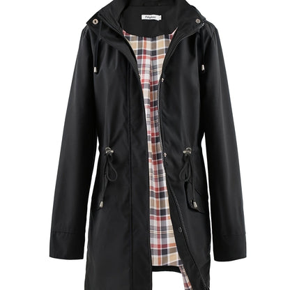 Casual jas met trekkoord taille en capuchon afbeelding 12