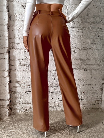 Stijlvolle hoge taille broek van katoenmix met luxe details | Perfect voor herfst en winter | Shop nu! afbeelding 9