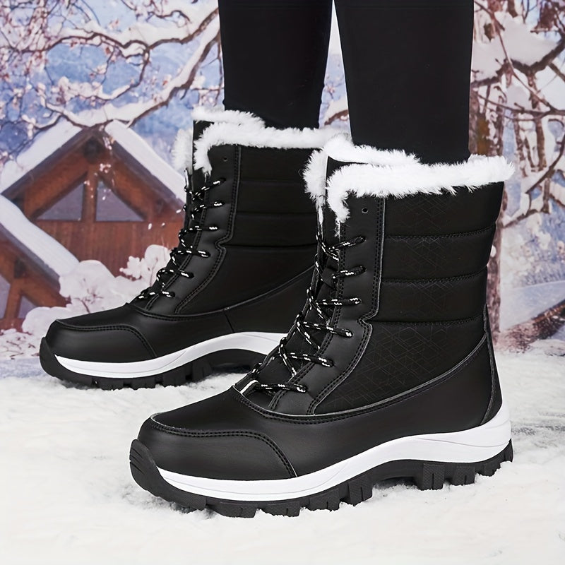 Warme Pluche Thermische Sneeuwlaarzen van Hoogwaardig Kunstleer - Comfort en Stijl voor de Winter afbeelding 2