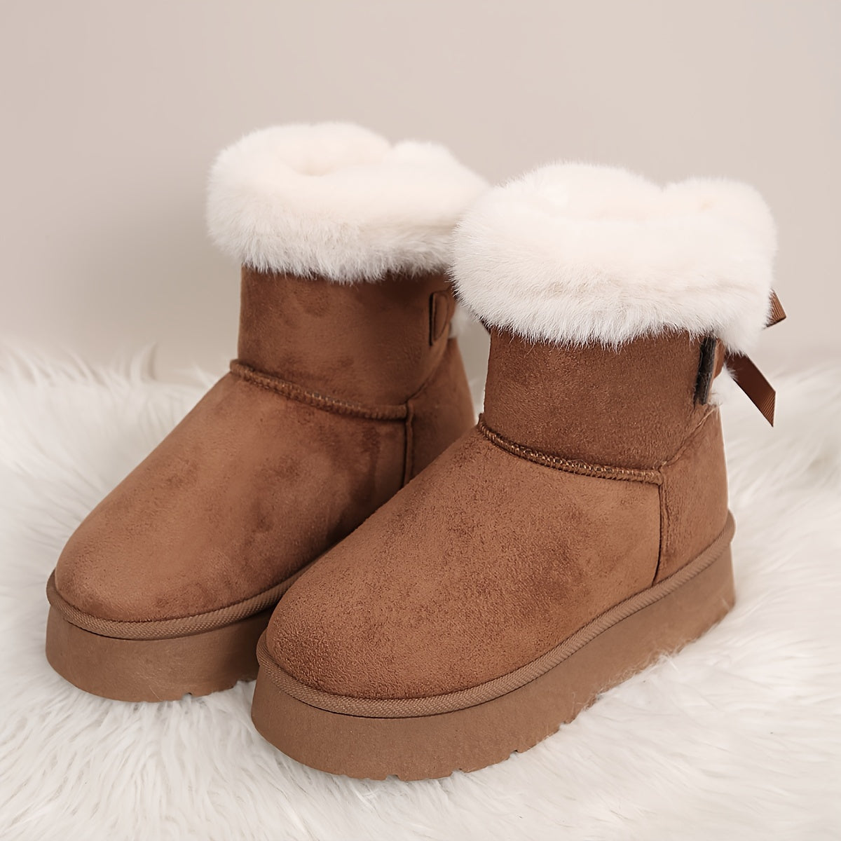 Effen damessnowboots met pluche voering afbeelding 4