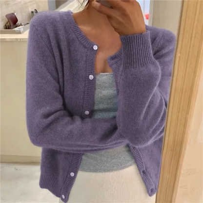 Emma | Effen kleur gebreid damesvest