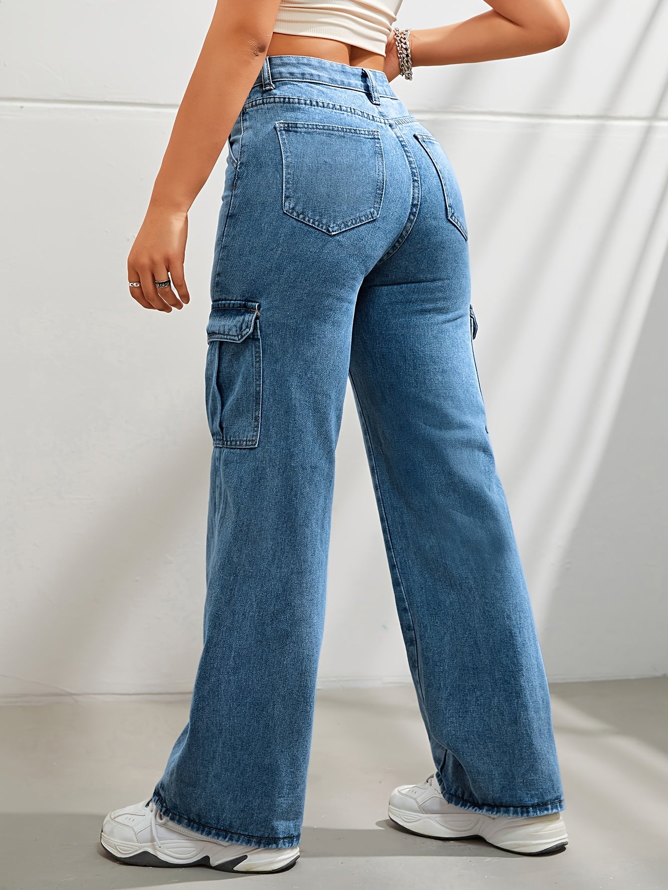 Stijlvolle en comfortabele denim cargobroek met wijde pijpen - Ideaal voor elke dag afbeelding 10