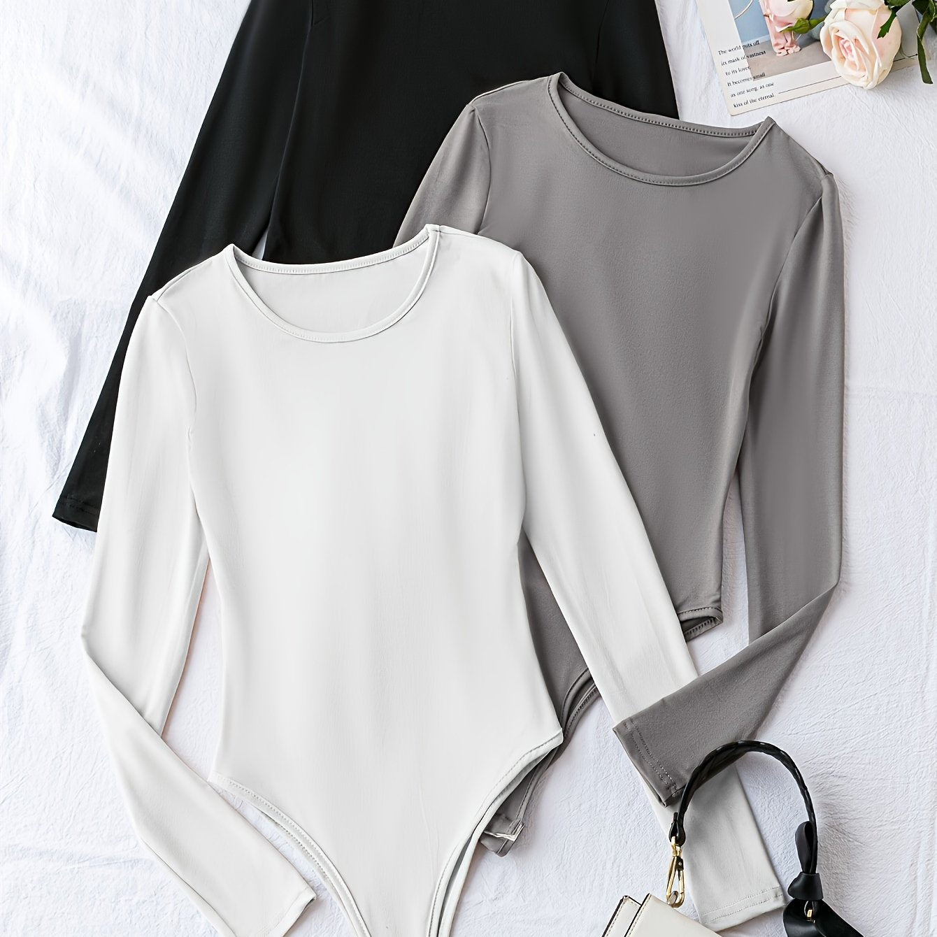 Set van 3 Casual Bodysuits met Lange Mouwen en Ronde Hals – Comfort en Stijl in Eén! Perfect voor Lente en Herfst. Gemaakt van Hoogwaardige Katoenmix. Shop Nu! afbeelding 11