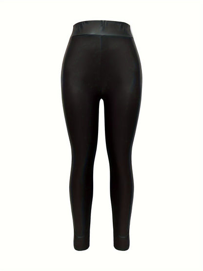 Stevige hoge taille kunstleren broek - Modieus en comfortabel - Perfect voor herfst en winter afbeelding 4