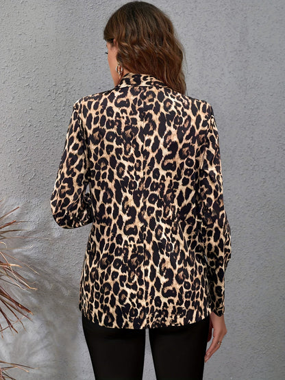 Stijlvolle Luipaardprint Blazer van Katoenmix | Elegante en veelzijdige toevoeging aan je garderobe afbeelding 3